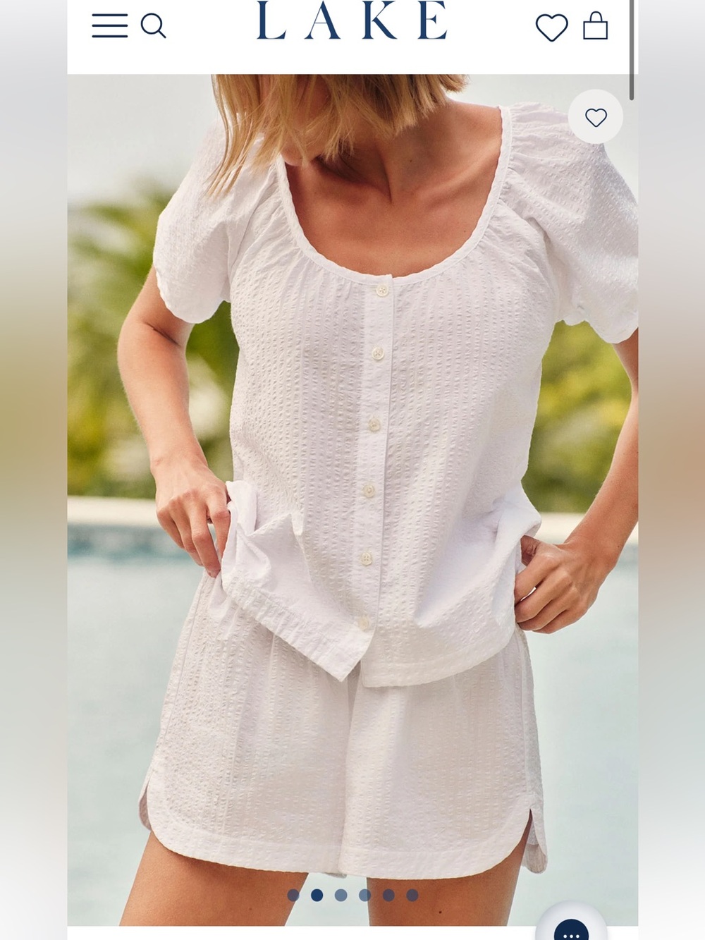Charlie Shorts Set in White Seersucker
